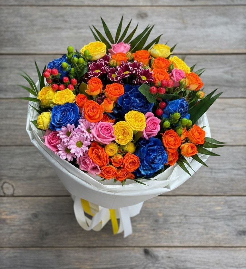 Букет цветов из: Розы и Хризантемы в Фастовецкой