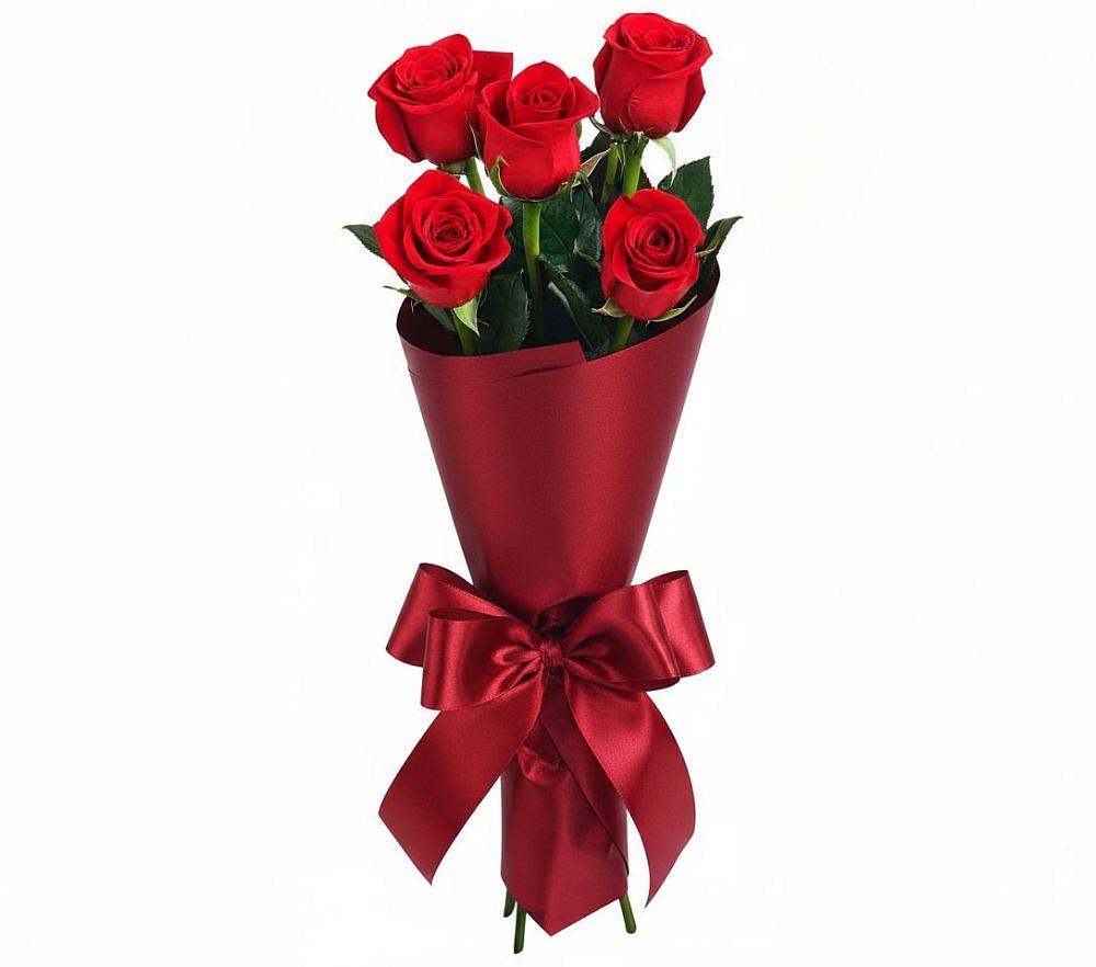 Букет 5 Красных роз Эдлесс Лав в Фастовецкой