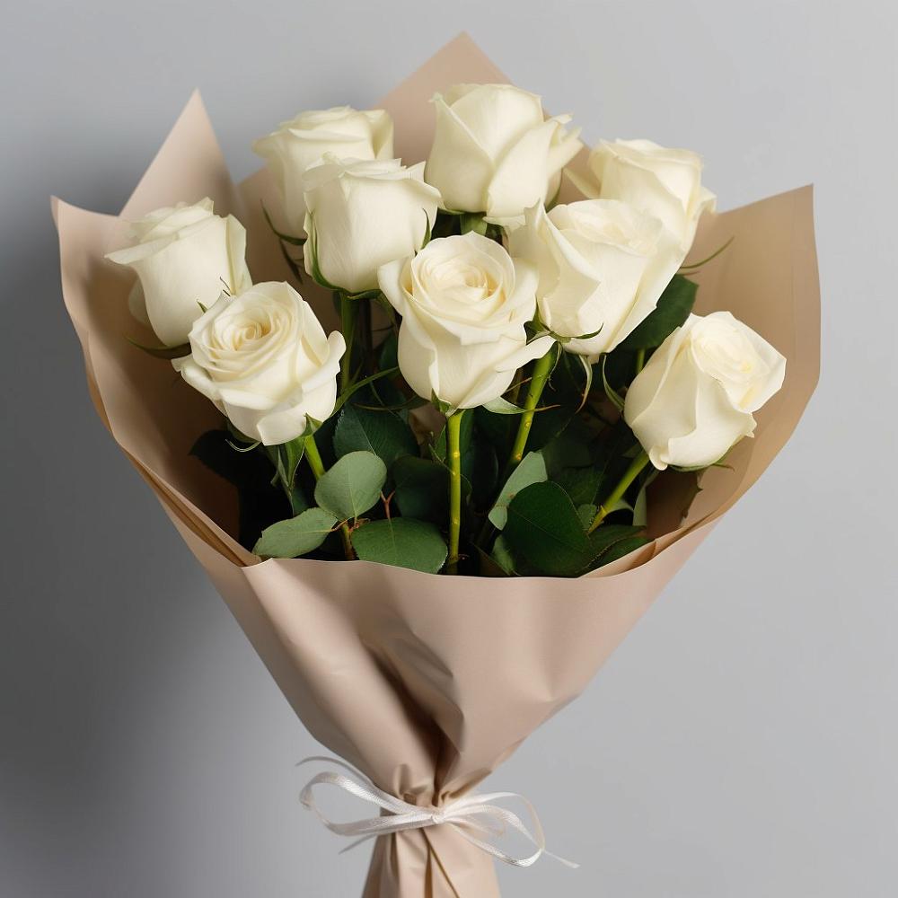 Букет 9 Белых роз Эдлесс Лав в Фастовецкой