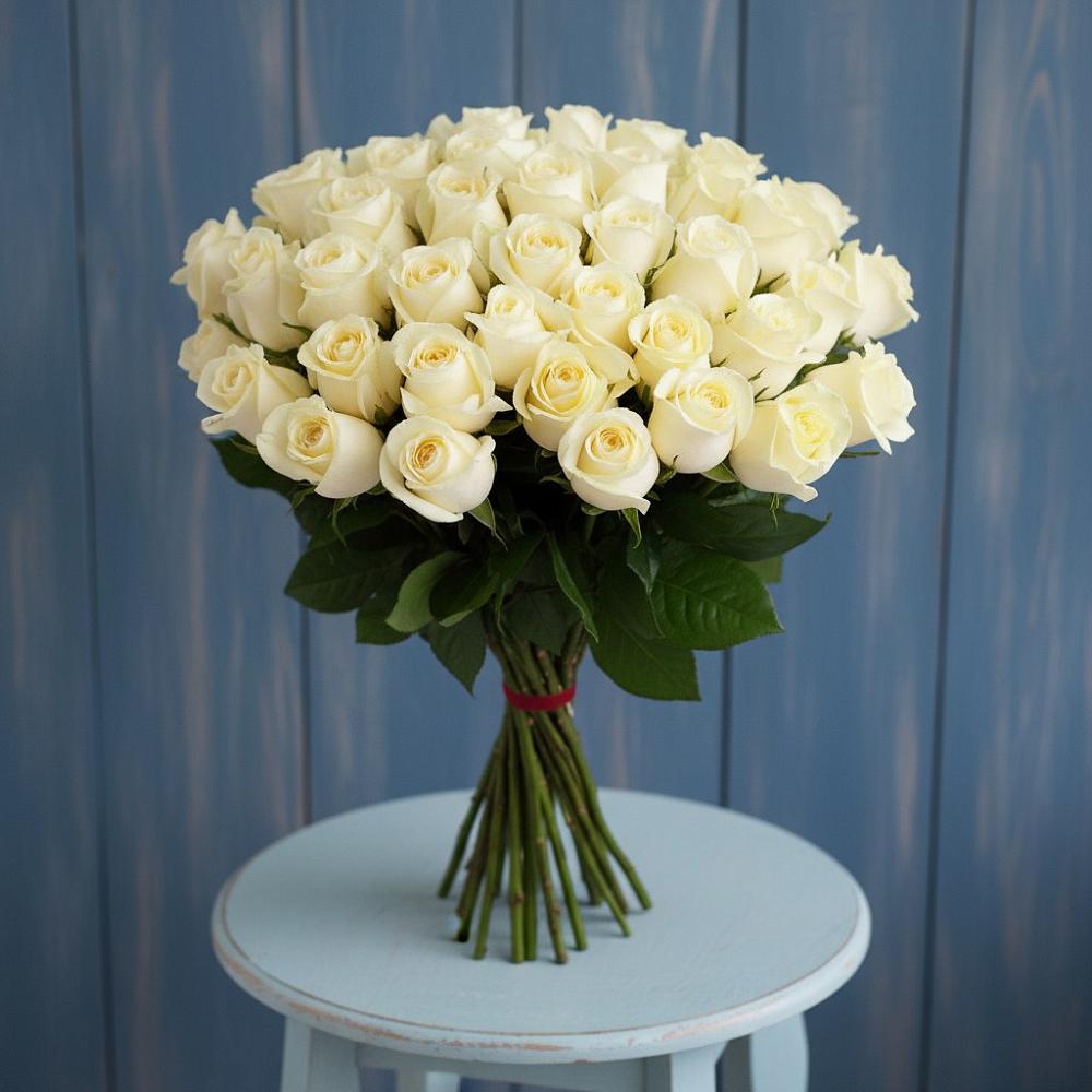 Букет 51 Белая роза Эдлесс Лав в Фастовецкой