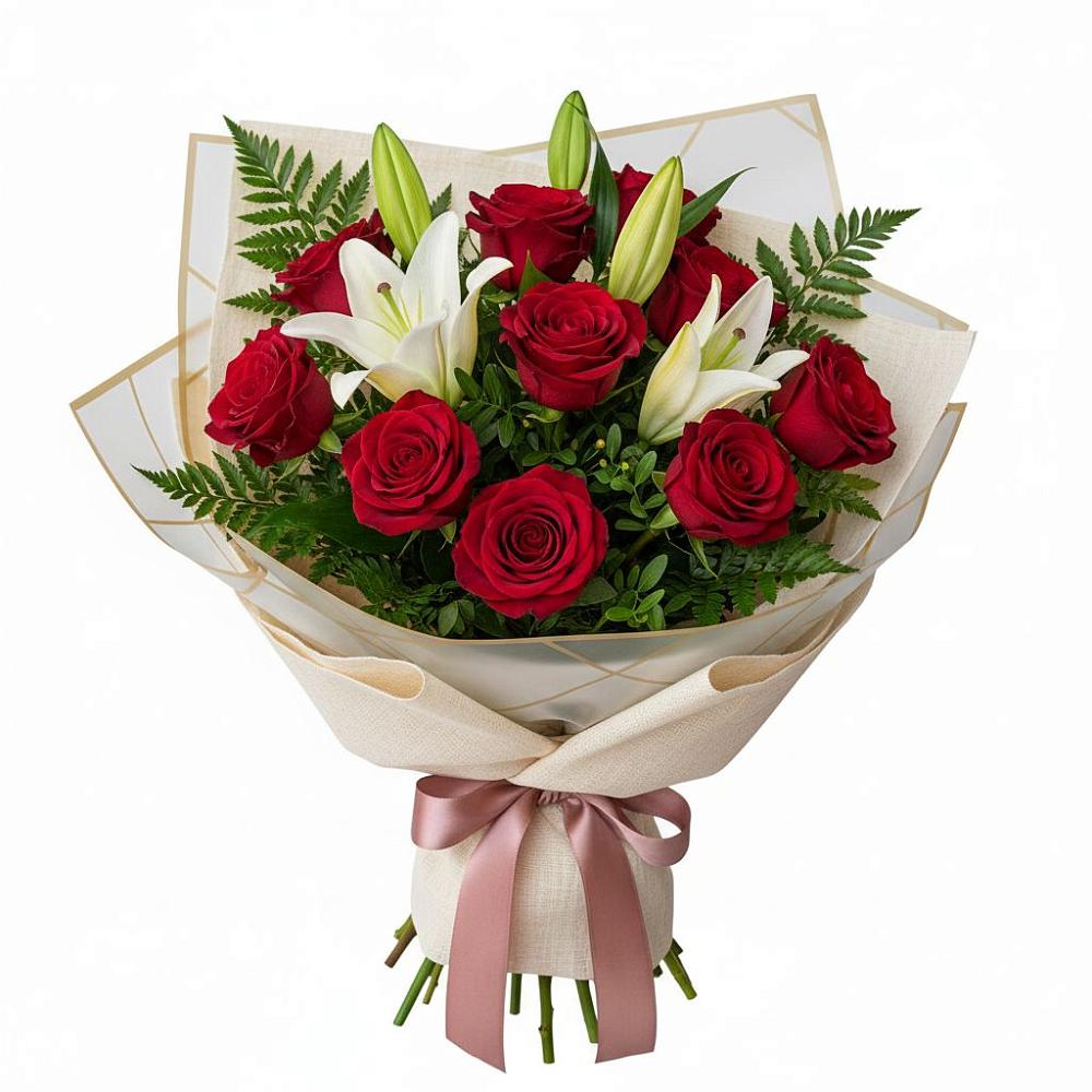 Букет цветов из: Лилии и Розы в Фастовецкой