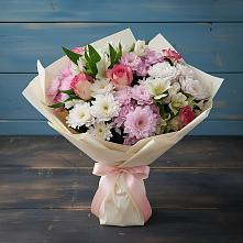 Букет цветов из:  Хризантемы, Альстромерии и Розы в Фастовецкой