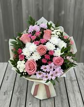 Букет цветов из:  Альстромерии, Гвоздики, Розы и Хризантемы в Фастовецкой