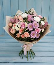 Букет цветов из:  Хризантемы, Розы и Альстромерии в Фастовецкой